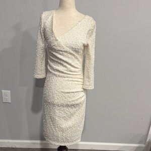 Joseph Ribkoff Cream Textured Sequined Creamy White Cocktail. Dress size 6